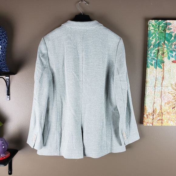 EUC✨ H&M women's large light green blue spring tweed blazer - Picture 10 of 12